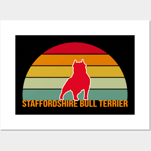 Staffordshire Bull Terrier Vintage Silhouette Posters and Art